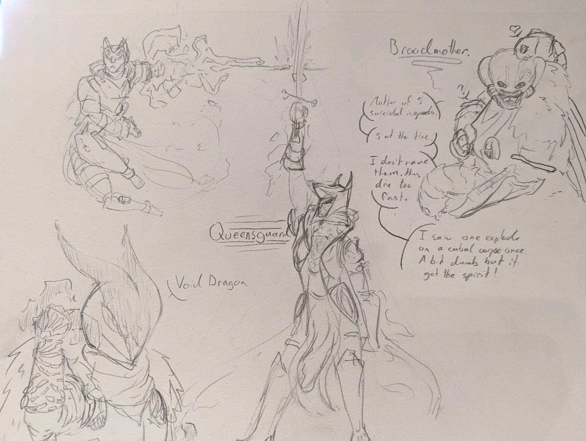 AmyFox_Draws's tweet photo. Sketching my guardian in its different outfits. And a warm-up. https://t.co/Uij7LYnFVY