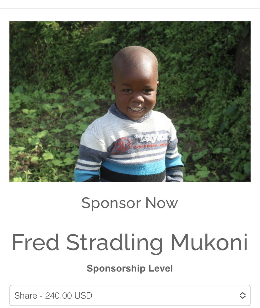 Fred needs a sponsor!  It will enrich your life and change his trajectory!  Reach For Uganda!  Hit Sponsor and search for Fred! @APS_ATS @TuckahoeAP @NTMKnightsAPS @AAHUganda