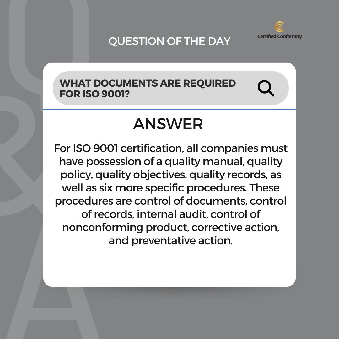 Contact us today certifiedconformity.com/contact/ 

 #ISO #ISO9001 #qualitymanagement #ISOconsulting #businessgoals #QMS