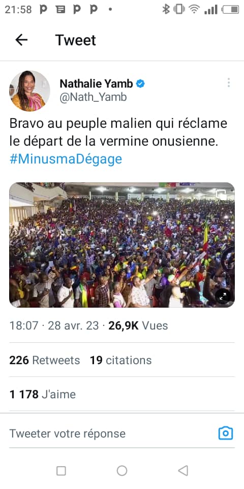 KayoNuemo89229's tweet photo. Mais quelle honte pour l'Afrique cette #NathalieYamb !
Des dizaines de soldats de la #MINUSMA sont décédés pour protéger la population malienne. La plupart de ces soldats sont Africains ! https://t.co/6KduFDqNKQ