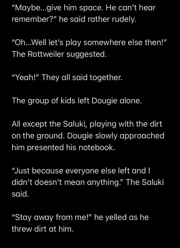 Other than that, here’s a small preview of Chapter 11 of Forever 1 Day. One of Dougie’s first experiences with bullying.

#Bluey #BlueyFanfiction #AO3 #DougieBluey

Douglas Graham, Age 7