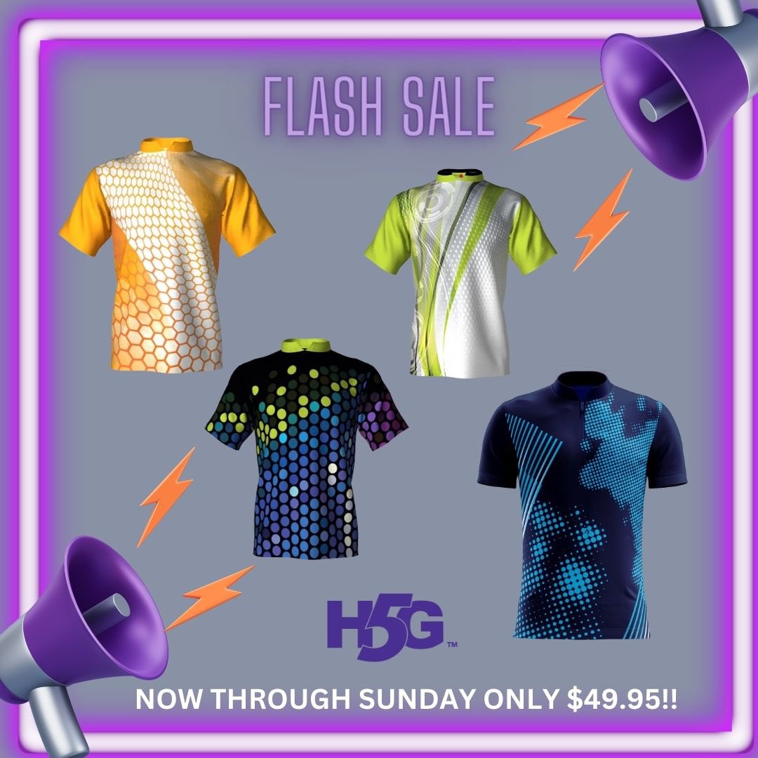 #H5G FLASH SALE ALERT! Now until Sunday these 4 Best Seller Designs are on SALE for ONLY $49.95 each. Click here to customize and order your jersey NOW! ------> h5gbrands.com/bowling/catego…