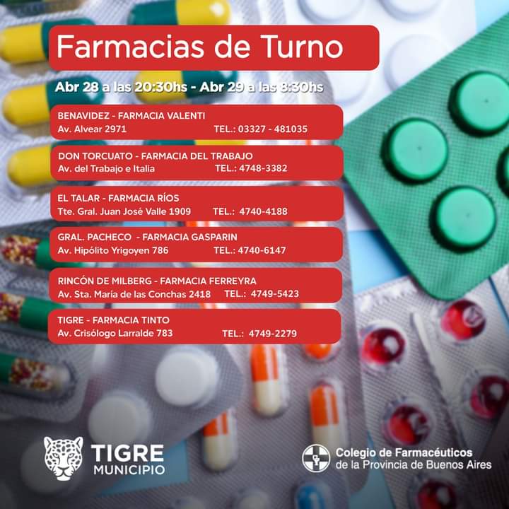 vivientigre's tweet photo. Farmacias de turno en @MunicipioTigre 
Más info: https://t.co/AQ8vBay4sf https://t.co/2t5CWhLPJ4