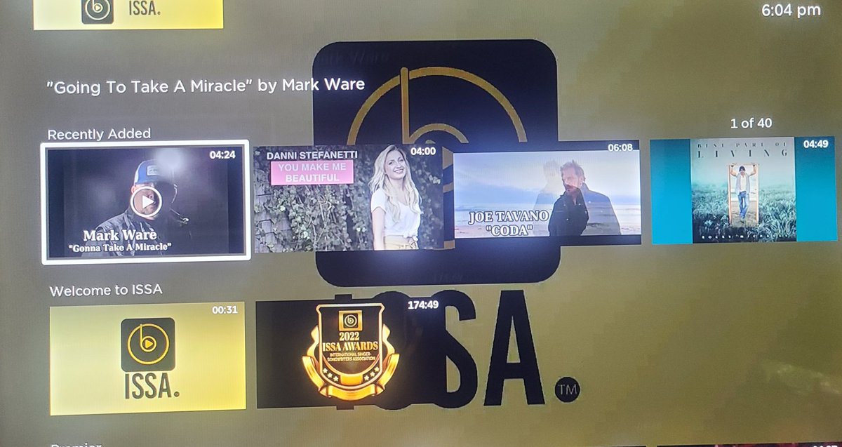 Brand new videos up on our ISSA TV on Roku Channel by <a href="/copperstoneband/">Copperstone 🎶</a>, <a href="/RyleeNicholson/">rylee nicholson</a>, @DanniStefanetti, <a href="/Rockymicheals/">Rockymichaels</a>, @josephttavano and <a href="/FP_Marketing1st/">The Force 👊</a> <a href="/MarkWare/">Mark Ware</a>! Check them out!