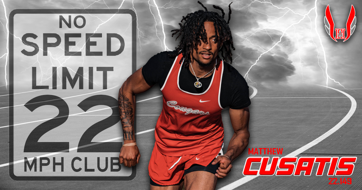 Welcome this year's 22mph Club member:
Matthew Cusatis (SR): 22.149mph