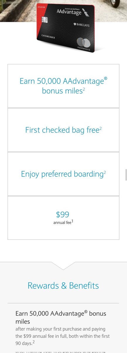 getderb's tweet image. 10th time churning AA miles co-branded credit cards(barclays,citi) 
prob 500k flyer miles total over the years (personal/sole prop for biz)
recent one is extremely easy to fulfill($99 fee,1 purchase any amount)
barclays only reports to Transunion credit fyi
#churn 
@Drofcredit