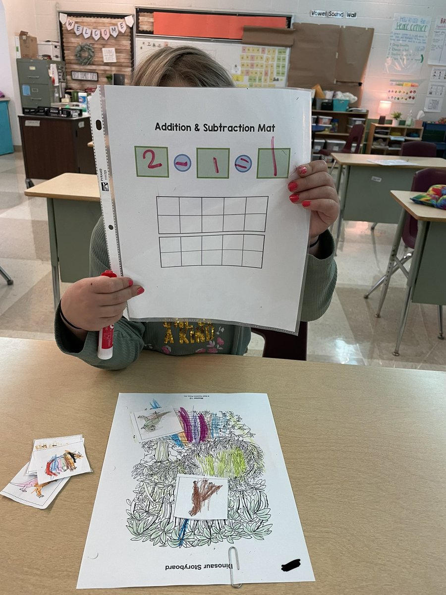 MrsCableNES's tweet photo. First grade group rocked their dinosaur subtraction stories today! 🦕 🦖 https://t.co/ZrXTpdNzOL