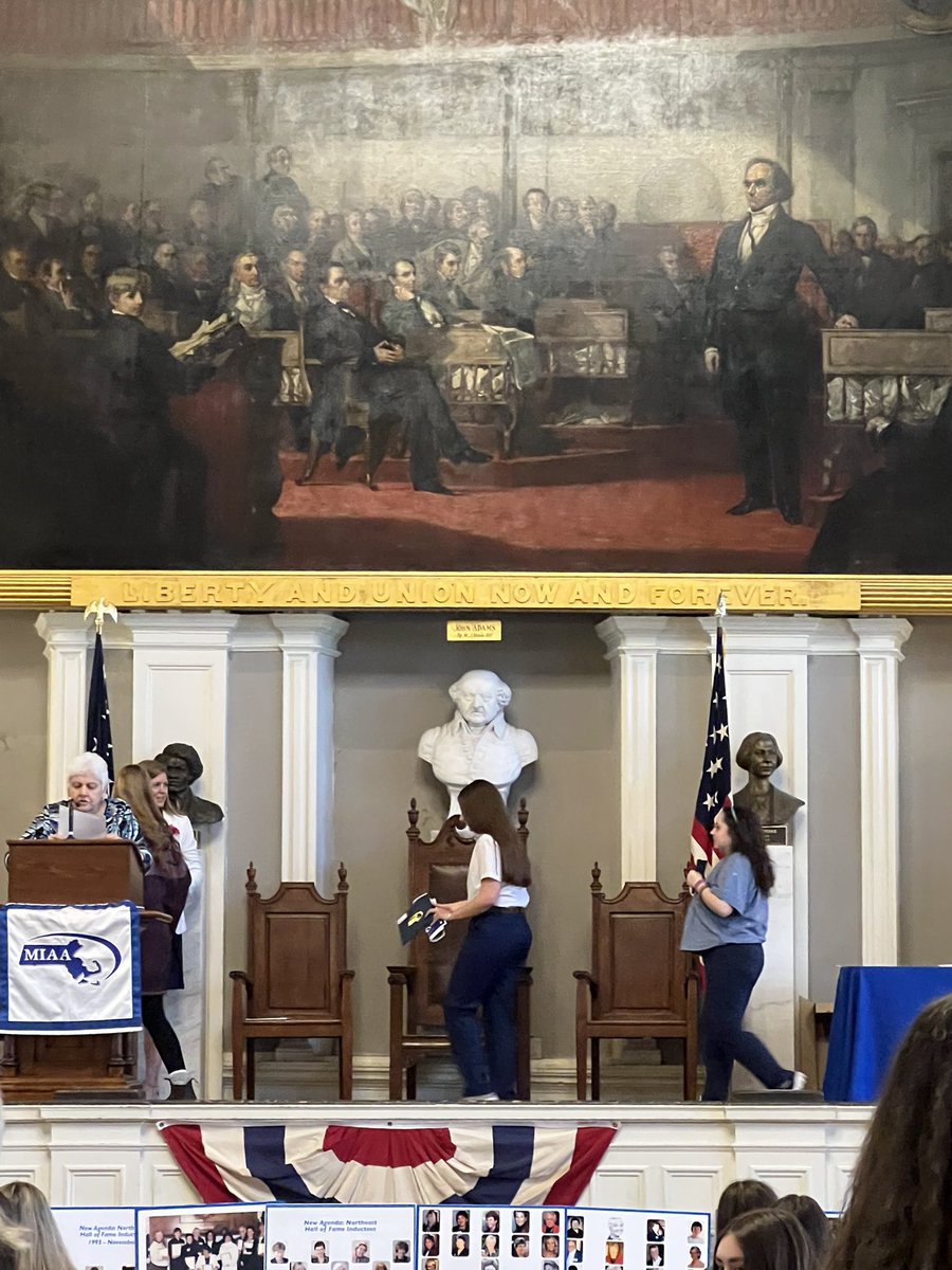 Congratulations and thank you to Lila Peddie, Izzy Mosely and Faith Williams for representing Middleboro today at the MA celebration of National Girls and Women in Sports! @MiddleboroSupt @PrincipalBran @MIAA033 @SpOlympicsMA