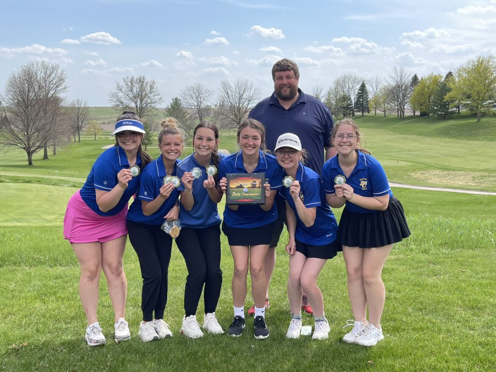 BentonGirlsGolf's tweet photo. Congratulations to the JV girls golf team on winning the State JV championship today down at Williamsburg!!! The girls fired a 391 and brought home some hardware for their efforts. Whitney and Brooke both shot 90 to take medalist runner-up and medalist honors respectively. https://t.co/RnFl8OA73B