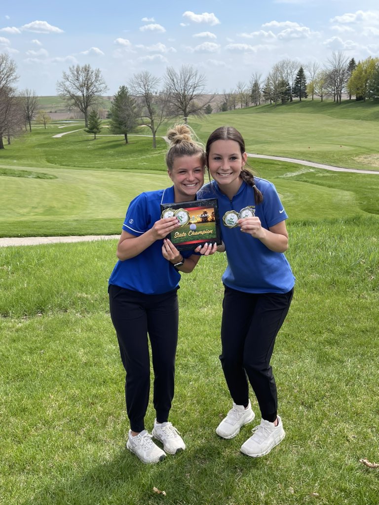 BentonGirlsGolf's tweet photo. Congratulations to the JV girls golf team on winning the State JV championship today down at Williamsburg!!! The girls fired a 391 and brought home some hardware for their efforts. Whitney and Brooke both shot 90 to take medalist runner-up and medalist honors respectively. https://t.co/RnFl8OA73B