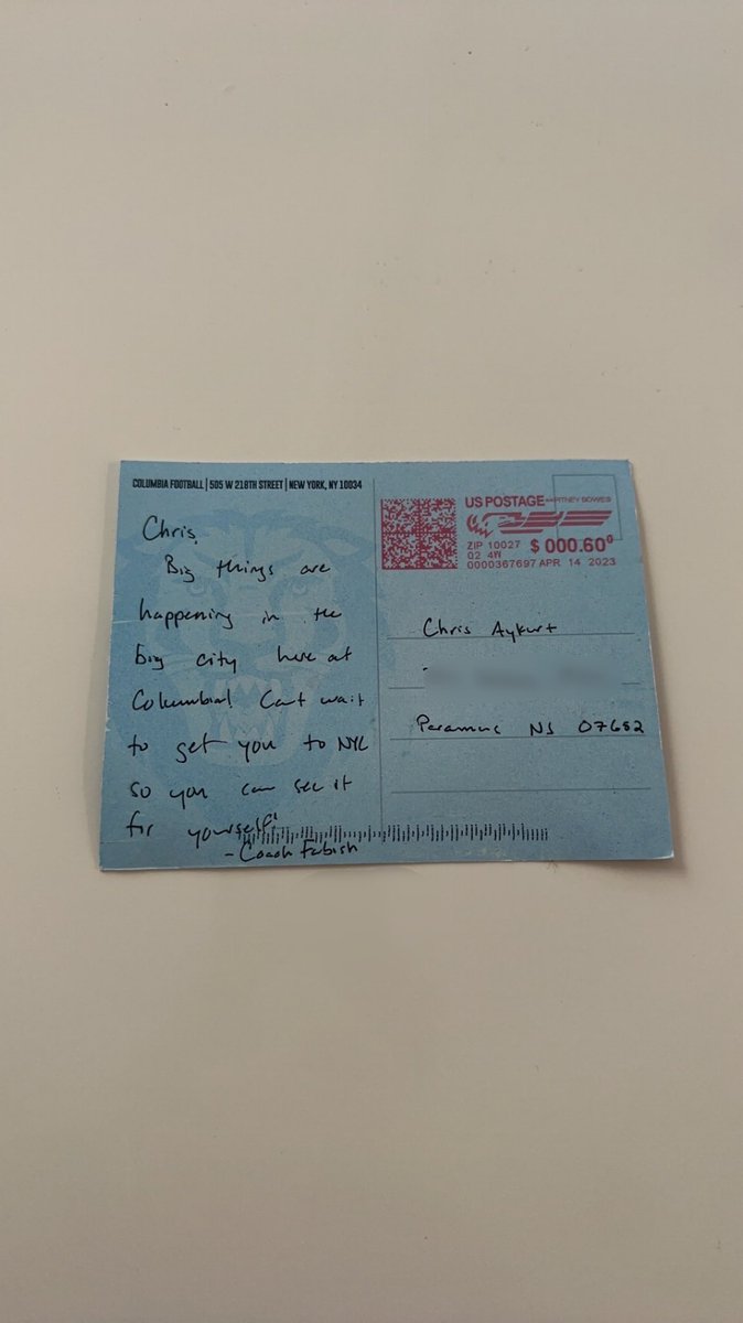 Chris_Aykurt's tweet photo. Awesome coming home to this letter from @Coach_Fab @CULionsFB !! Looking forward to being back on campus soon #GoLions !! https://t.co/sWVwDrC9ZM