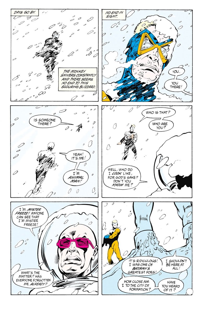 DC_moments's tweet photo. In Animal Man #25 (1990), Animal Man meets Mister Freeze in Comic Book Limbo, a place for the characters nobody cares about anymore.

Two years later, the Batman: The Animated Series episode "Heart of Ice" revitalized Mister Freeze, giving an imense burst to his popularity. https://t.co/vRef2mzmlQ