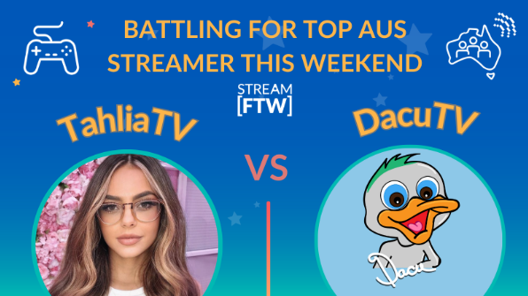 MakeAWishAust's tweet photo. @TahliaTv and @DacuTESO are going head-to-head to be the top Aussie Streamer of The World’s Stream FTW. Both making a final push to get to the top of the leader board by Sunday – who will be our top Aussie? https://t.co/gUM5V9DMh4