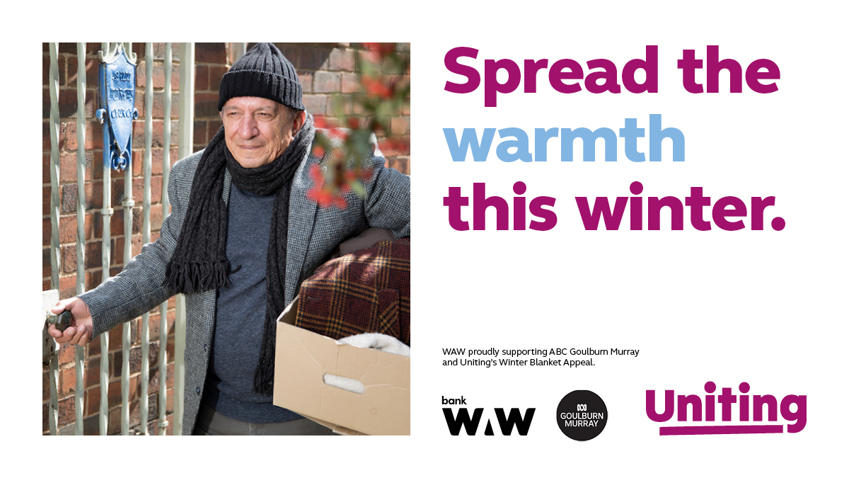 Keep families warm this winter and enable @UnitingVT to provide swags and blankets for people sleeping rough in the Goulburn Murray region.

Walk into one of our service centres to drop off clean blankets, jackets and swags, or you can donate online at bit.ly/41M1hP0.