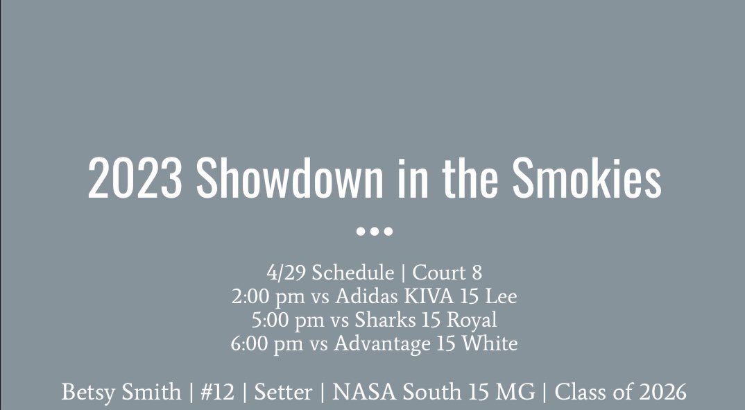 bcsmith130's tweet photo. Schedule for Saturday>>

@NASAVB 
@NASAVBplays 
@ALVBCentral https://t.co/j8Xzg2tzZ2
