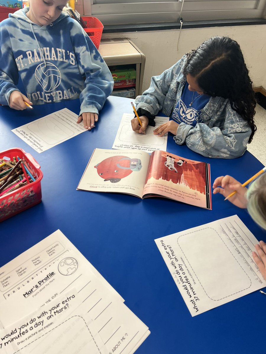 CShahinNB's tweet photo. While reading our book of the month, we learned that Mars has 37 extra minutes a day than Earth. We compared both planets and wrote about what we would do with our extra time! These students enjoyed merging Science into Reading!! 🕐🌎📗✏️ @Saw_Mill_Strong @NBUFSDPride https://t.co/cZv1cBAxPD