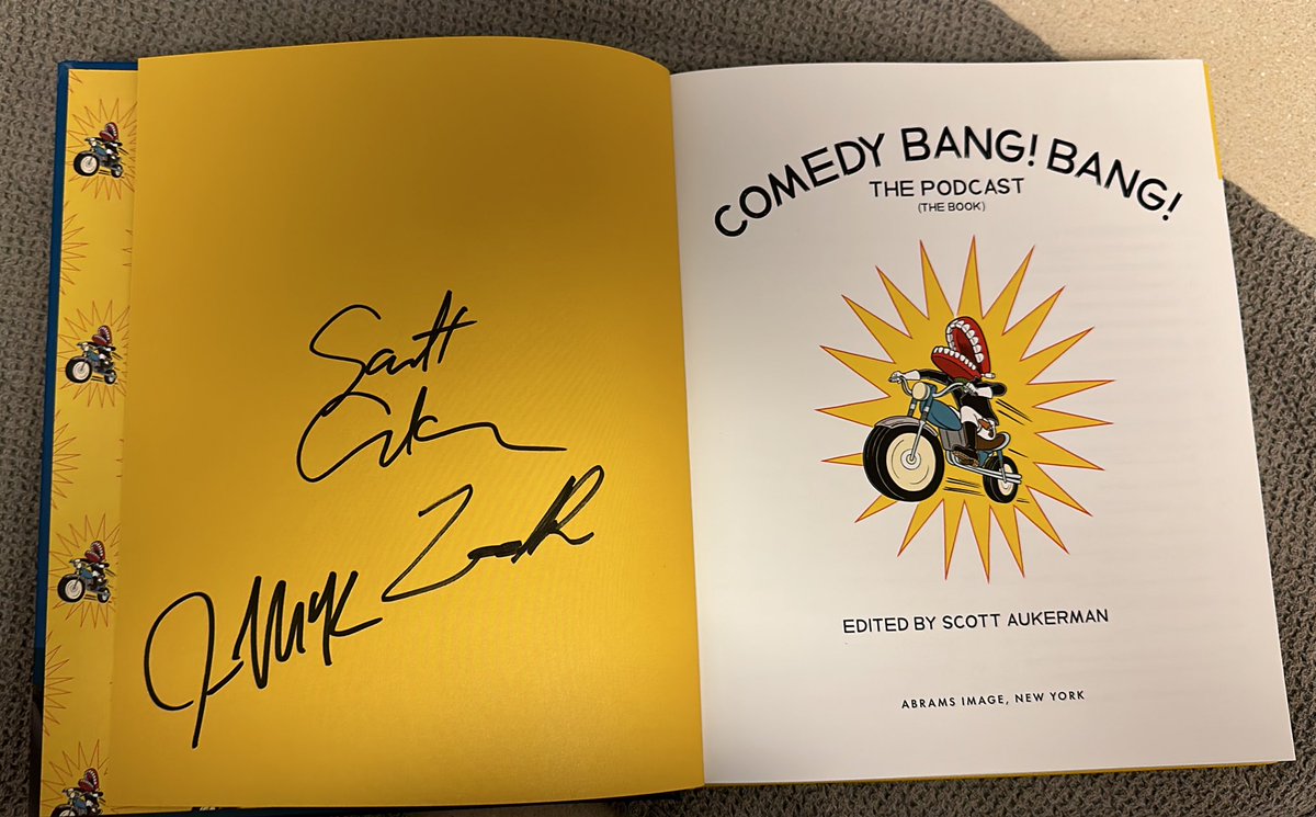 Lila_J_'s tweet photo. @ScottAukerman finally got my book! Very excited but unsure who the other two signers are! 
@ComedyBangBang https://t.co/hJd2B2YHzg