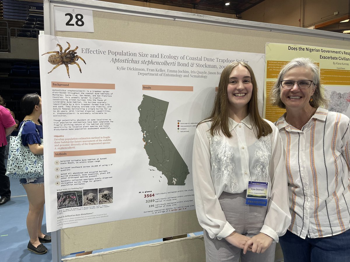 Fran Keller, PhD (@fran_keller) on Twitter photo Kylie from <a href="/flcfalcons/">Folsom Lake College</a> & <a href="/ucdavis/">UC Davis</a> <a href="/Jason_E_Bond/">Jason Bond</a> Spider Lab out @ #undergradresearchconference talking up summer 2022 research about that charismatic <a href="/StephenAtHome/">Stephen Colbert</a> Aptostichus stephencolberti #trapdoorspider & the crew providing smiles & support! Woohoo! So proud of her hard work Kylie from <a href="/flcfalcons/">Folsom Lake College</a> & <a href="/ucdavis/">UC Davis</a> <a href="/Jason_E_Bond/">Jason Bond</a> Spider Lab out @ #undergradresearchconference talking up summer 2022 research about that charismatic <a href="/StephenAtHome/">Stephen Colbert</a> Aptostichus stephencolberti #trapdoorspider & the crew providing smiles & support! Woohoo! So proud of her hard work