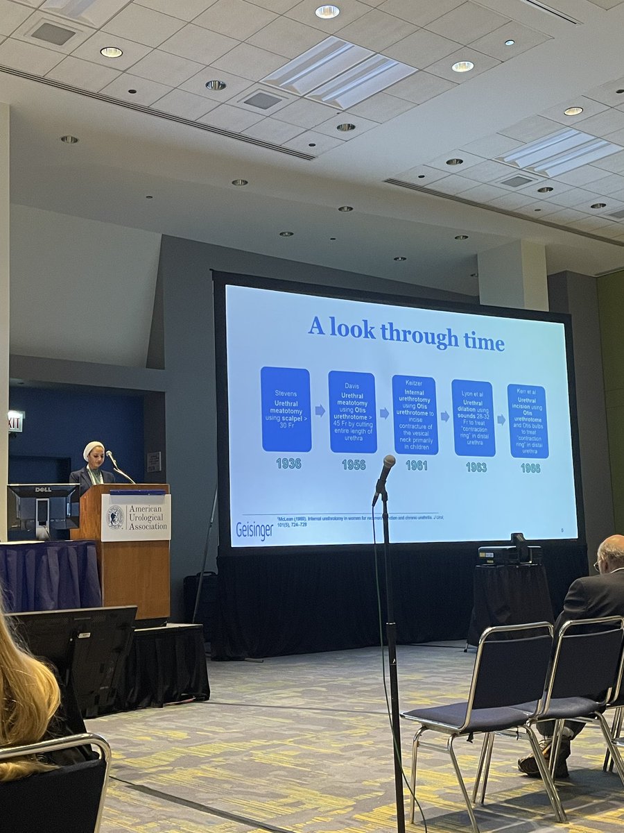 GeisUrolRes's tweet photo. Day 1 of #AUA23! ✅
Excellent presentation by PGY4 @jkashkoush1 on the history of female urethral dilation for recurrent UTIs and urethral pain syndrome. Catch @ZhanWuMD and @Alex_Battin4 presentations tomorrow!!! 📣 https://t.co/dKsHyJosgC