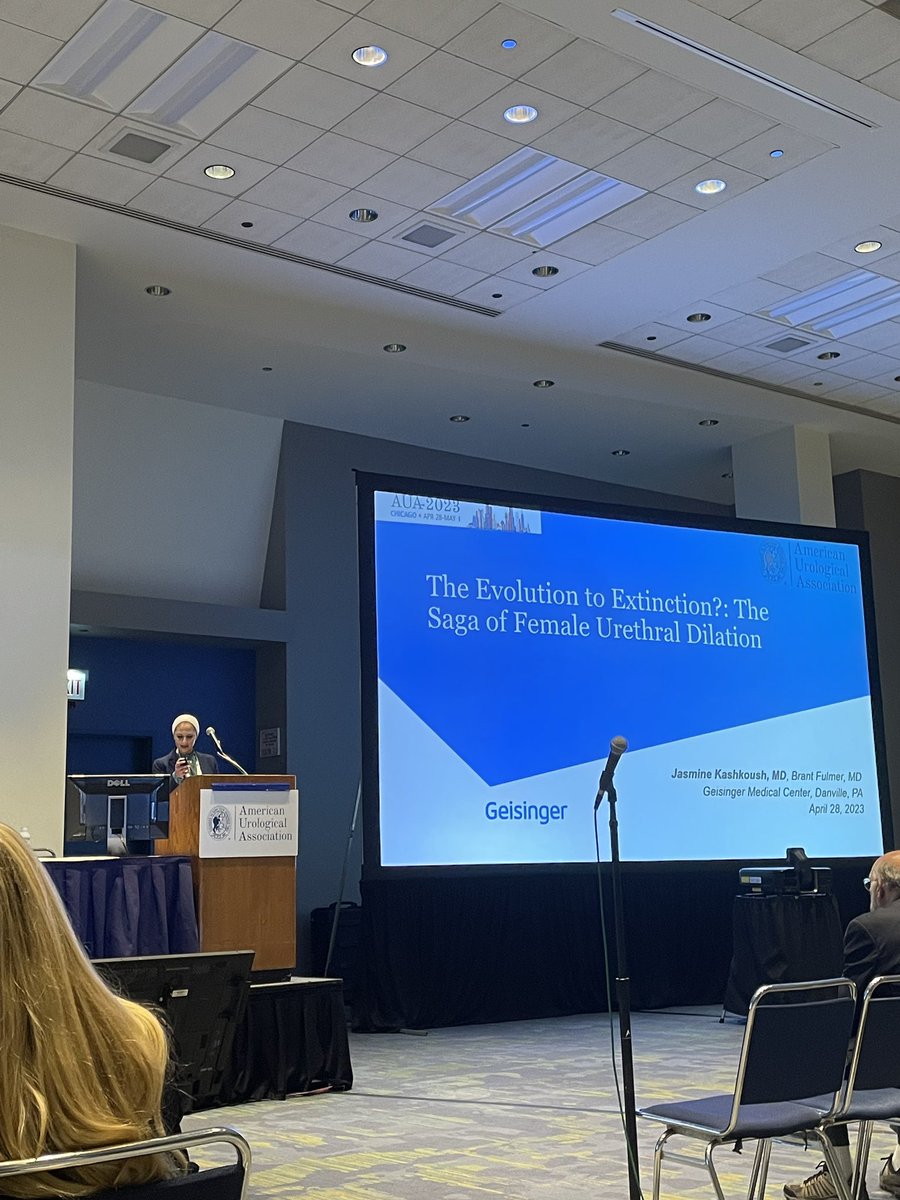 GeisUrolRes's tweet photo. Day 1 of #AUA23! ✅
Excellent presentation by PGY4 @jkashkoush1 on the history of female urethral dilation for recurrent UTIs and urethral pain syndrome. Catch @ZhanWuMD and @Alex_Battin4 presentations tomorrow!!! 📣 https://t.co/dKsHyJosgC