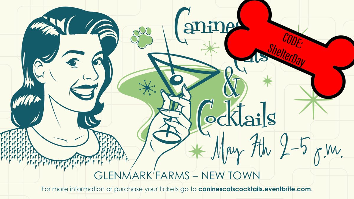 SaintCharlesMo's tweet photo. April 30th is National Adopt A Shelter Pet Day.  You can support our shelter by attending our upcoming “Canines, Cats &amp; Cocktails” event on May 7.   On April 30th, in celebration, you can receive 30% off tickets by using the promo code “ShelterDay” when you buy your tickets. https://t.co/kSodRjTZJF
