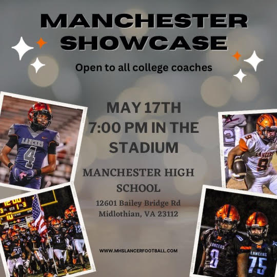 𝕄anchester Lancers Football Recruiting (@lancer_recruit) on Twitter photo On May 17th Manchester High School Football will be holding its annual Showcase Under The Lights at Swellness Stadium @7:00 PM. This event is open to all college coaches and closed to the public.
College Coaches: contact @lancer_footbal <a href="/Lancer_Recruit/">𝕄anchester Lancers Football Recruiting</a> On May 17th Manchester High School Football will be holding its annual Showcase Under The Lights at Swellness Stadium @7:00 PM. This event is open to all college coaches and closed to the public.
College Coaches: contact @lancer_footbal <a href="/Lancer_Recruit/">𝕄anchester Lancers Football Recruiting</a>