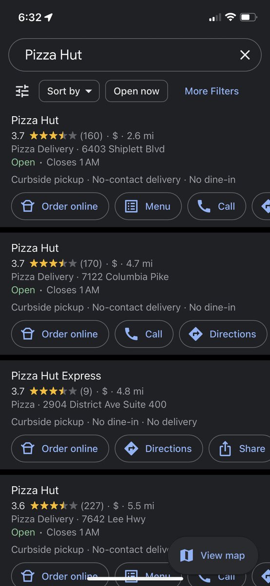 JamieBloviates's tweet photo. Just the first page of a list of 14 locations under 10 miles from me (with many, many more just beyond that).

It’s ridiculous to have both of us lose money to the criminal Doordash cartel when y’all already employ your own drivers! https://t.co/OsoouAl9Zj