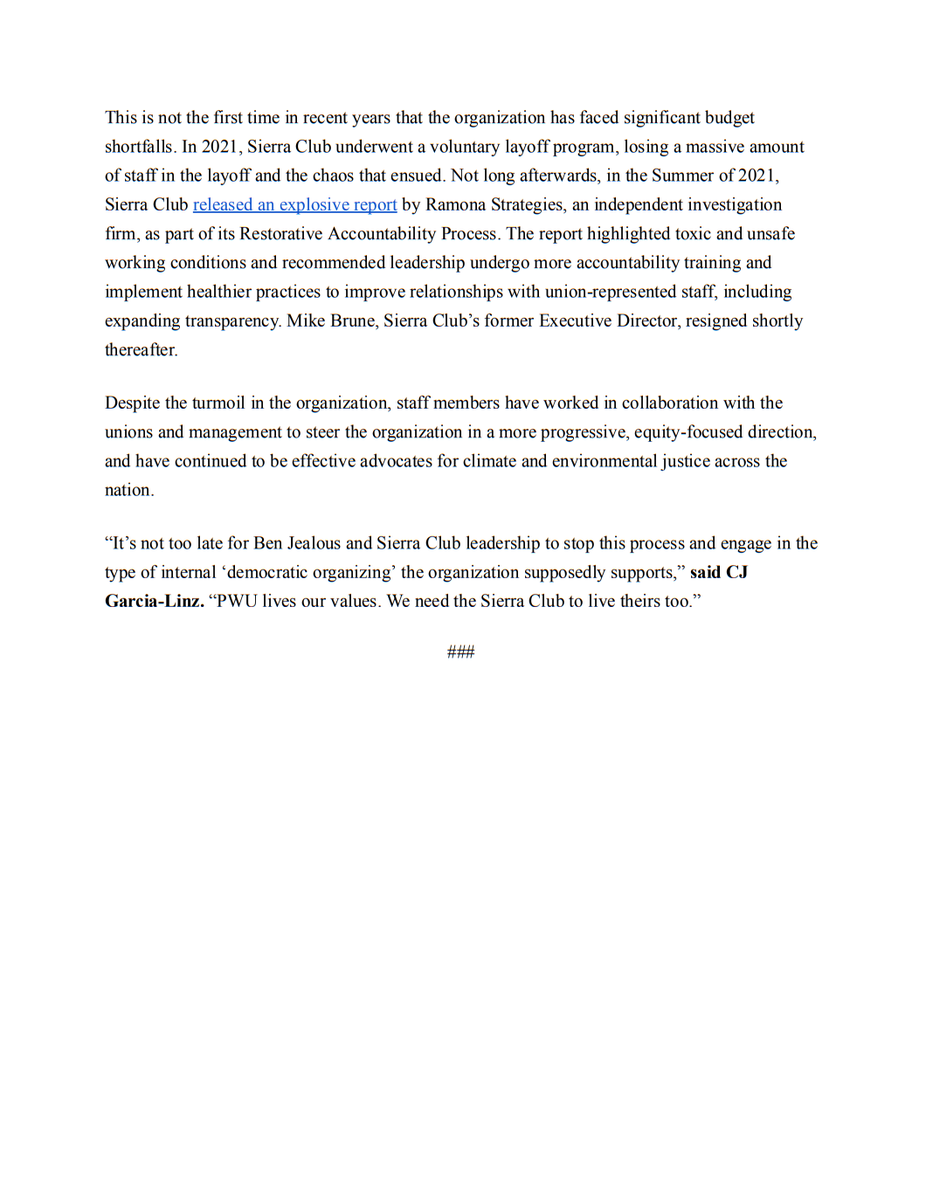 Progressive Workers Union (@pwunion1) on Twitter photo 📢BREAKING: Progressive Workers Union Opposes <a href="/SierraClub/">Sierra Club</a>’s Plan for Mass Layoffs & Restructuring #1U 📢BREAKING: Progressive Workers Union Opposes <a href="/SierraClub/">Sierra Club</a>’s Plan for Mass Layoffs & Restructuring #1U