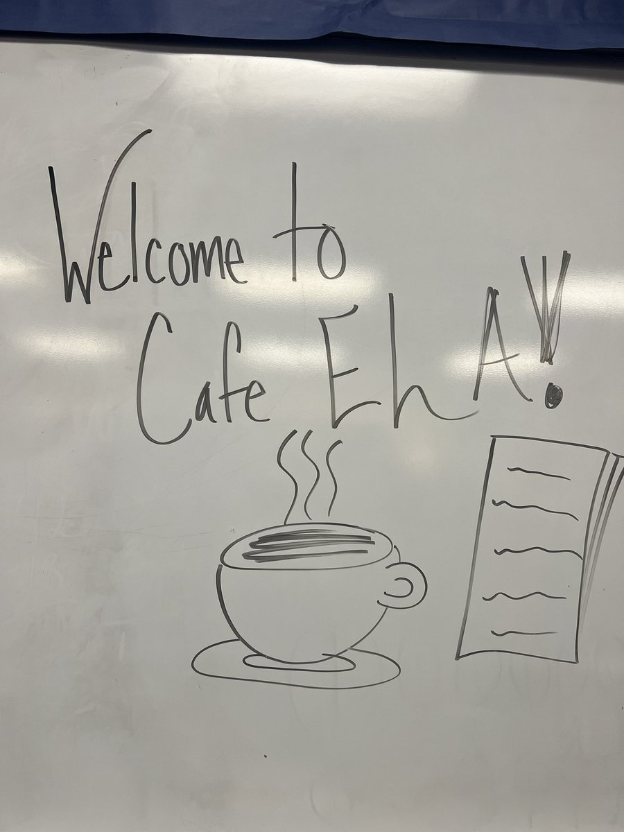 MsPadillasWorld's tweet photo. Welcome to CaféELA! Today our students garnered many snaps with their poem writing skills at our Poetry Slam 😎☕️ I did this lesson when I was a student teacher, and this week my student teacher did it! Talk about a #fullcirclemoment 💚 #poetsthatknowit #parrotpride @hebisd https://t.co/gh2WQNLFsh