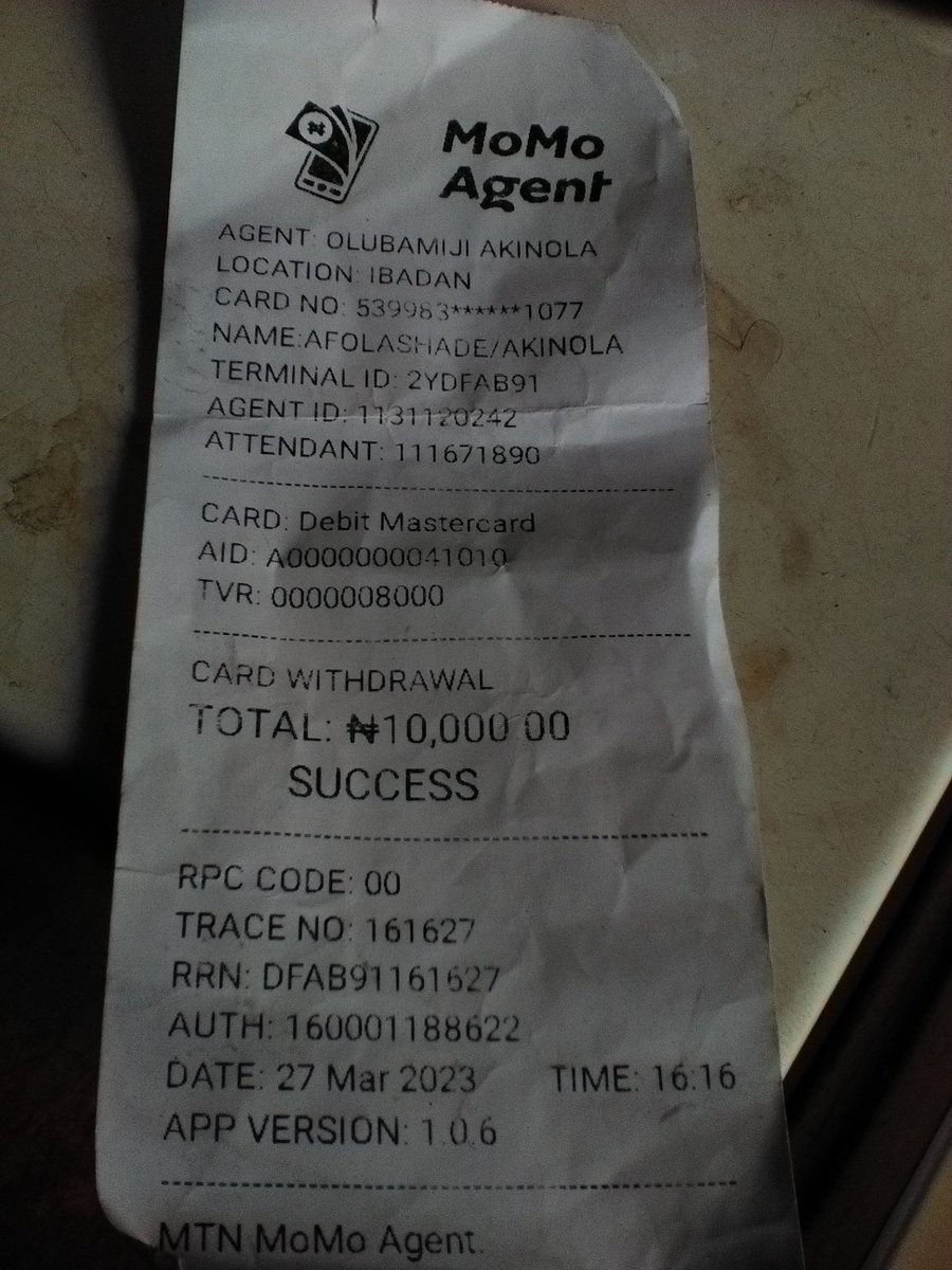 Ogbenilanre_'s tweet image. Agent I'd: 1131120242
Bank name:Gtb
Trans Id:111671890
Amount: #10,000
Date: 27-03-2023
Account name: FOLASHADE AKINOLA
Trans status: failure
Trans type: WALOTHTXNDN
Reference No:DFAB91161627

#Opay/Nysc/Lampard/#momopsb #AlNassr