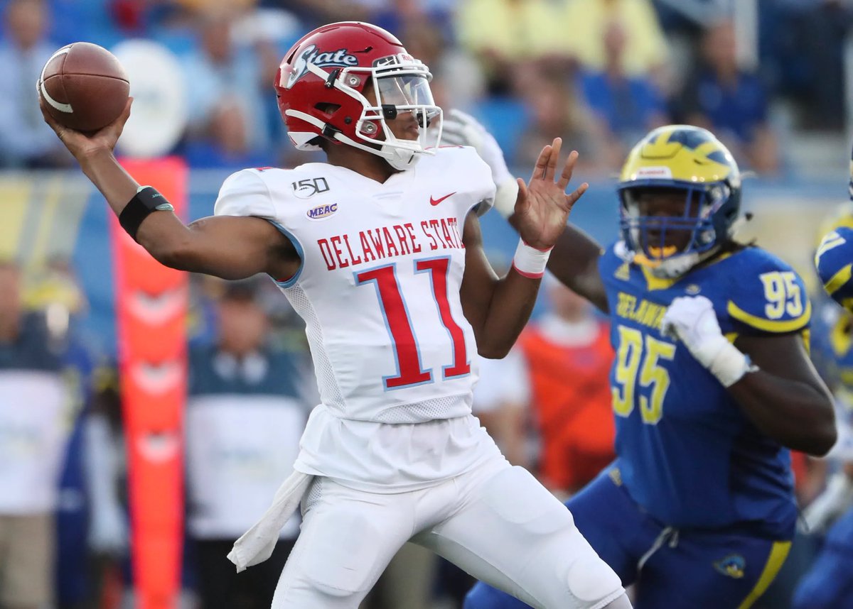 Honored to have received an offer from <a href="/DelSt_Football/">Delaware State FB</a> Thank you <a href="/CoachTaylor10/">Ollie Taylor</a>