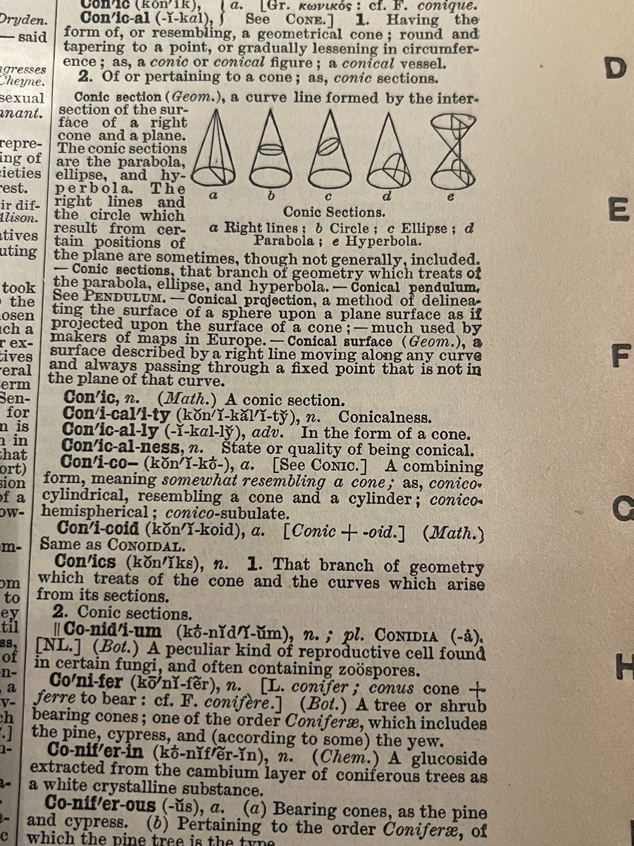burhop's tweet photo. My wife got this 1898 dictionary for 50 cents at the library book sale. Luckily some things never change. #conicsections https://t.co/GRKPfedndS