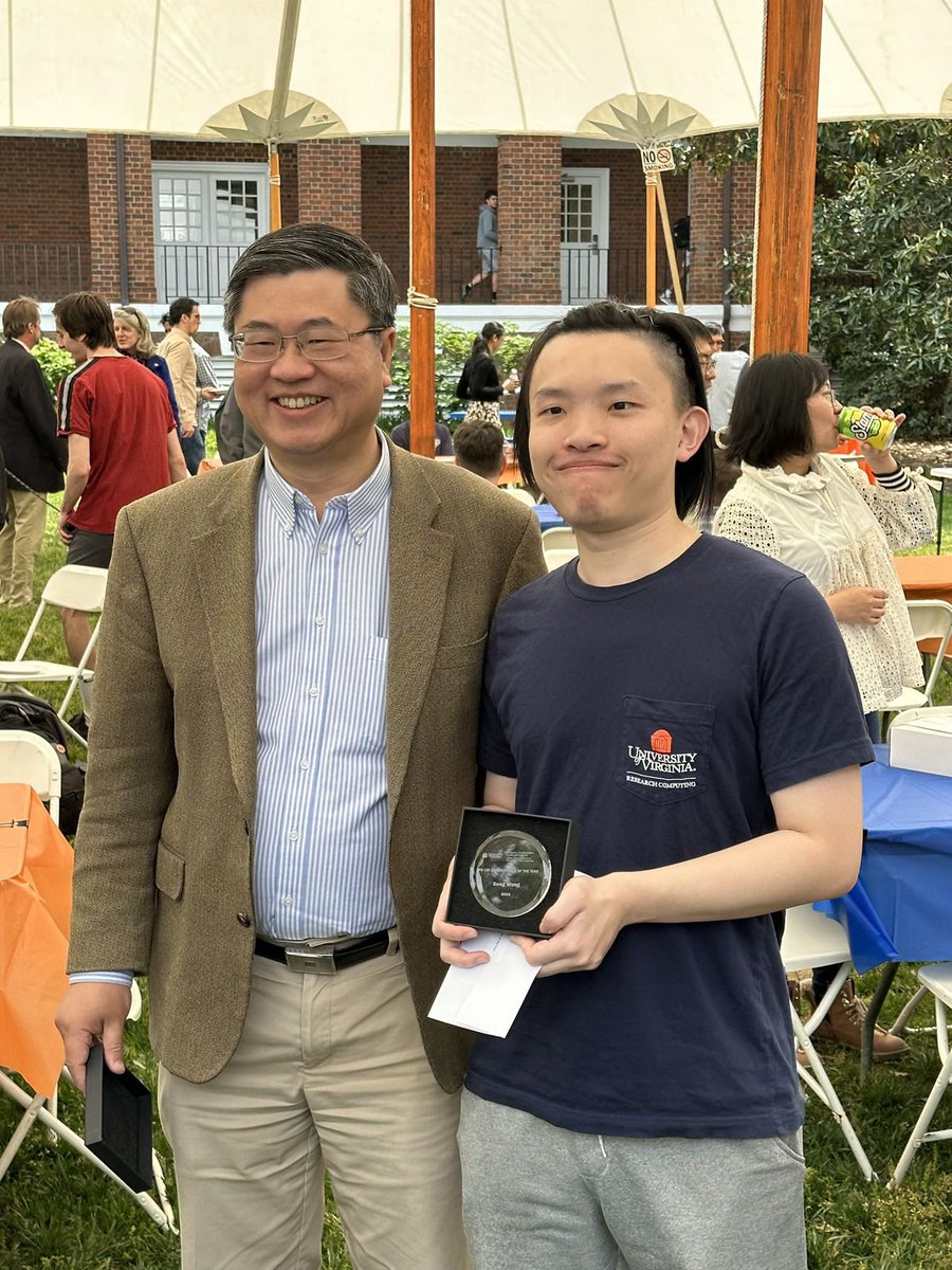 LiJundong's tweet photo. Very proud that my PhD students win two major graduate research award at the ECE department award ceremony. Congratulate Yushun Dong for receiving the Louis T. Rader Graduate Research Award and Song Wang for receiving the Ann Lee Brown Rookie of the Year Award @uvaece https://t.co/5eeSQ2oSVn