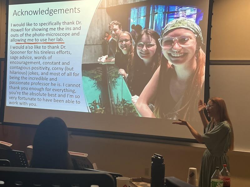 LHU_Biology's tweet photo. Congratulations to our two biology majors (and other non biology students) who completed their Environmental Studies minor by presenting their research in the Capstone seminar today. Jeffrey Kolowski and Morgan Marchakitus with advisers Dr. Seiler and Dr. Spooner. @LockHavenUniv https://t.co/teUTz6t2gc