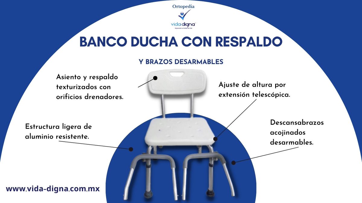 VidaDigna99's tweet photo. Banco Ducha con Brazos y Respaldo otorga estabilidad y una mayor adherencia gracias a sus regatones tipo ventosa. Su estructura de aluminio lo hace fácil de manipular y soportar hasta 100Kg.
.
#Geriatria #México #CDMX #VidaDigna #Ortopedia #Columna #Rehabilitación #Lesionado https://t.co/OYijUtt9ZY