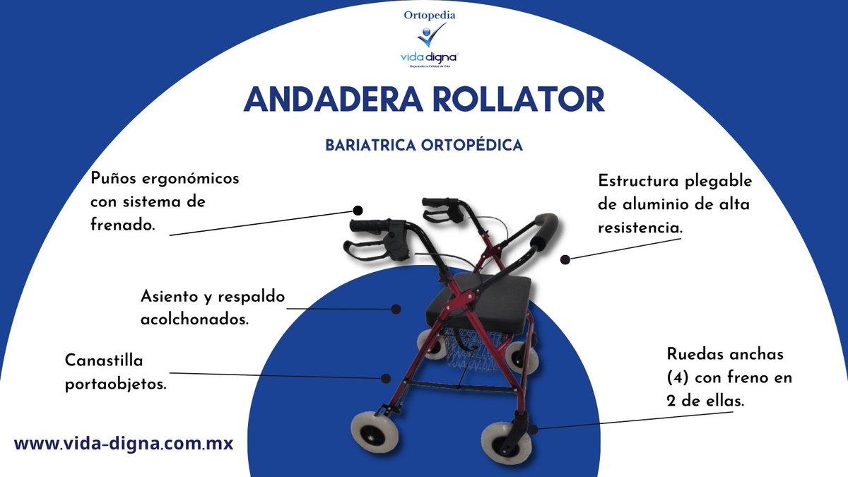 VidaDigna99's tweet photo. La Andadera Rollator Bariatrica cuenta con una estructura reforzada para personas con sobre peso; útil rehabilitaciones garantizando una gran resistencia sin dejar de ser liviana.
.
#AdultoMayor #Andaderas #Rehabilitación #Geriatría #México #CDMX #VidaDigna #Ortopedia https://t.co/ebIyWky0K3