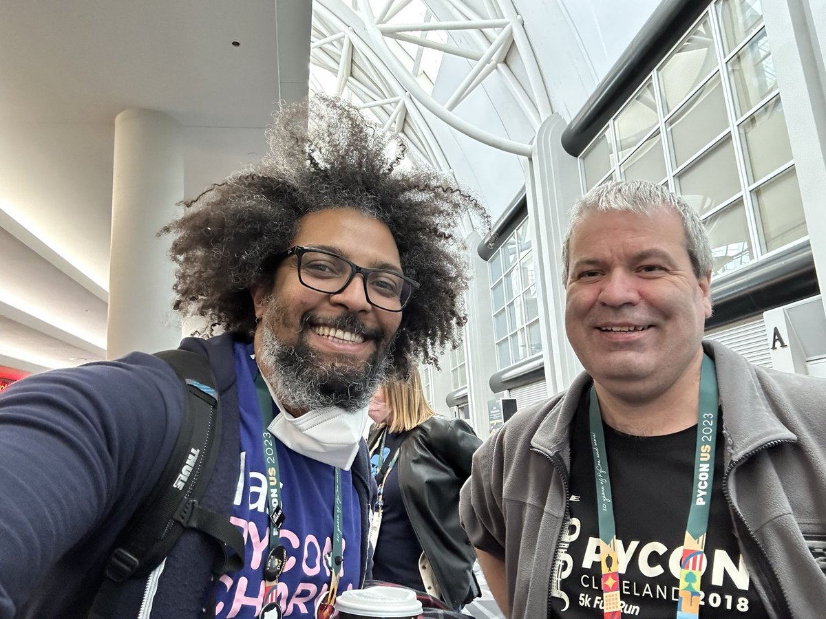 ajpinedam's tweet photo. Conferences are ways to make new friends and that’s exactly what I did during previous @pycon last weekend
It was glad meeting you in person @driscollis !
#PyConUS2023 https://t.co/whdZTfshOS