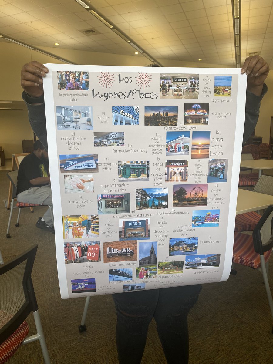 rchlmc's tweet image. Finished up a project today w/ Ms. Gomez’s Spanish II classes where they designed themed vocab posters using @AdobeExpress and we printed them out on the school poster maker! @AdobeForEdu @SGHSStorm #GCSLibrariesEngage