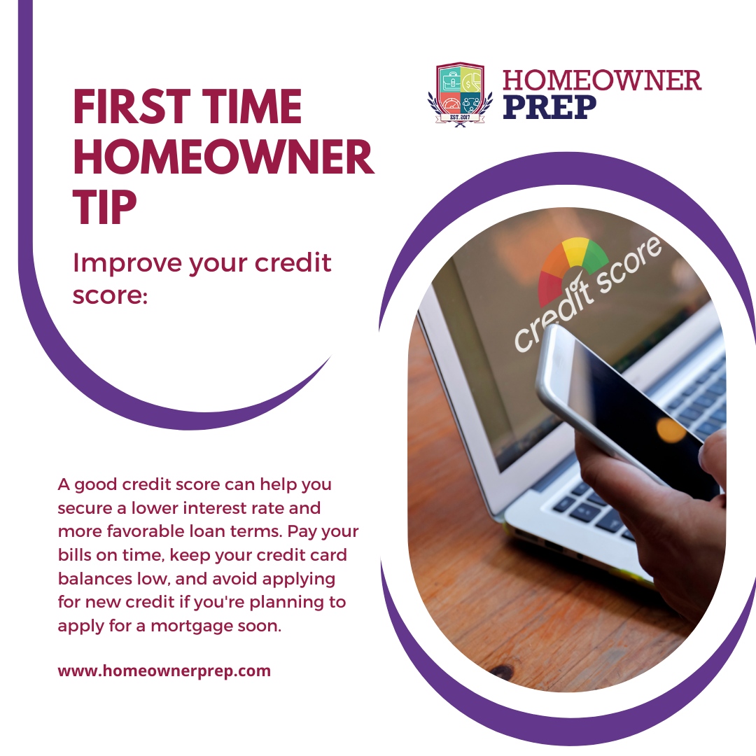 📈💳🏡 Improve your credit score to secure a better mortgage rate and terms! 💰 Pay bills on time, keep credit balances low, and avoid new credit applications.

🖥️ homeownerprep.com

#homeownerprep #creditscore #mortgage #homeownership #financialtips