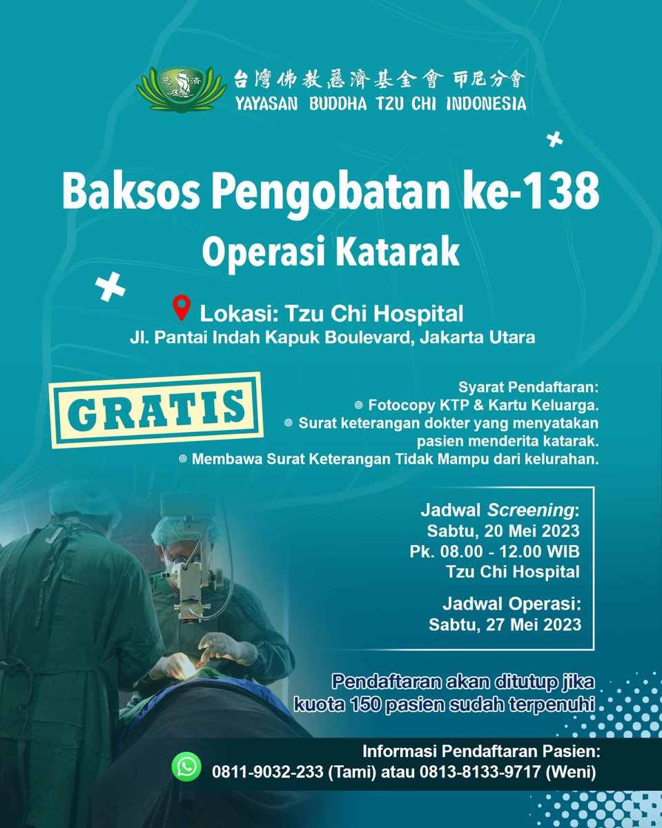 Pengobatan katarak, gratis. Siapa tahu ada yg membutuhkan 🙏🏻 #PromosiJogja #ProJogja #PromosiYogyakarta #PromosiYogya #OperasiKatarak