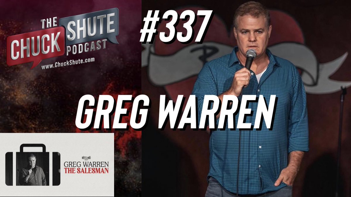 ChuckShute's tweet photo. Laughed a lot chatting with comedian @GregWarren, his second time on the show. Check out our interview, and his hilarious new special, The Salesman, available for free on YouTube!
https://t.co/0ulx9ORFgV #GregWarren https://t.co/6Fo3i8n0mJ