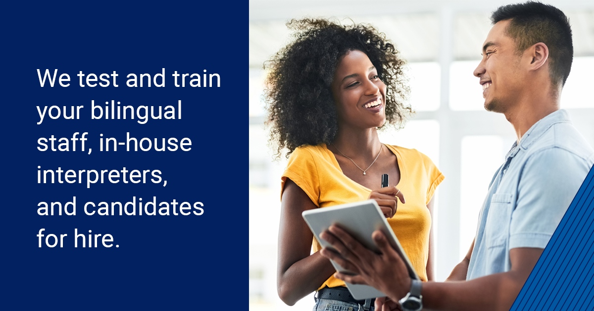 LanguageLine's tweet photo. LanguageLine Testing and Training works with your bilingual staff, in-house interpreters, and candidates for hire to ensure quality, maximize revenue, and increase efficiency.

🔗 https://t.co/VpqaxkK0us

#LanguageLineSolutions #LanguageServices #Interpreters #Training https://t.co/7VhntoRKdZ