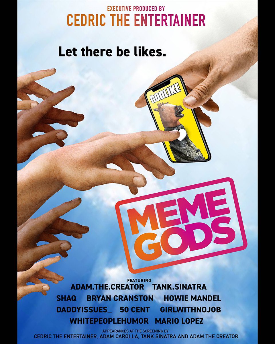 Los Angeles!

Come join me and Cedric the Entertainer for the premiere of our new documentary, MEME GODS. This Sunday April 30. 7:45P. Q&amp;A Afterwards. Tickets 
lumierecinemala.com/film-meme-gods/