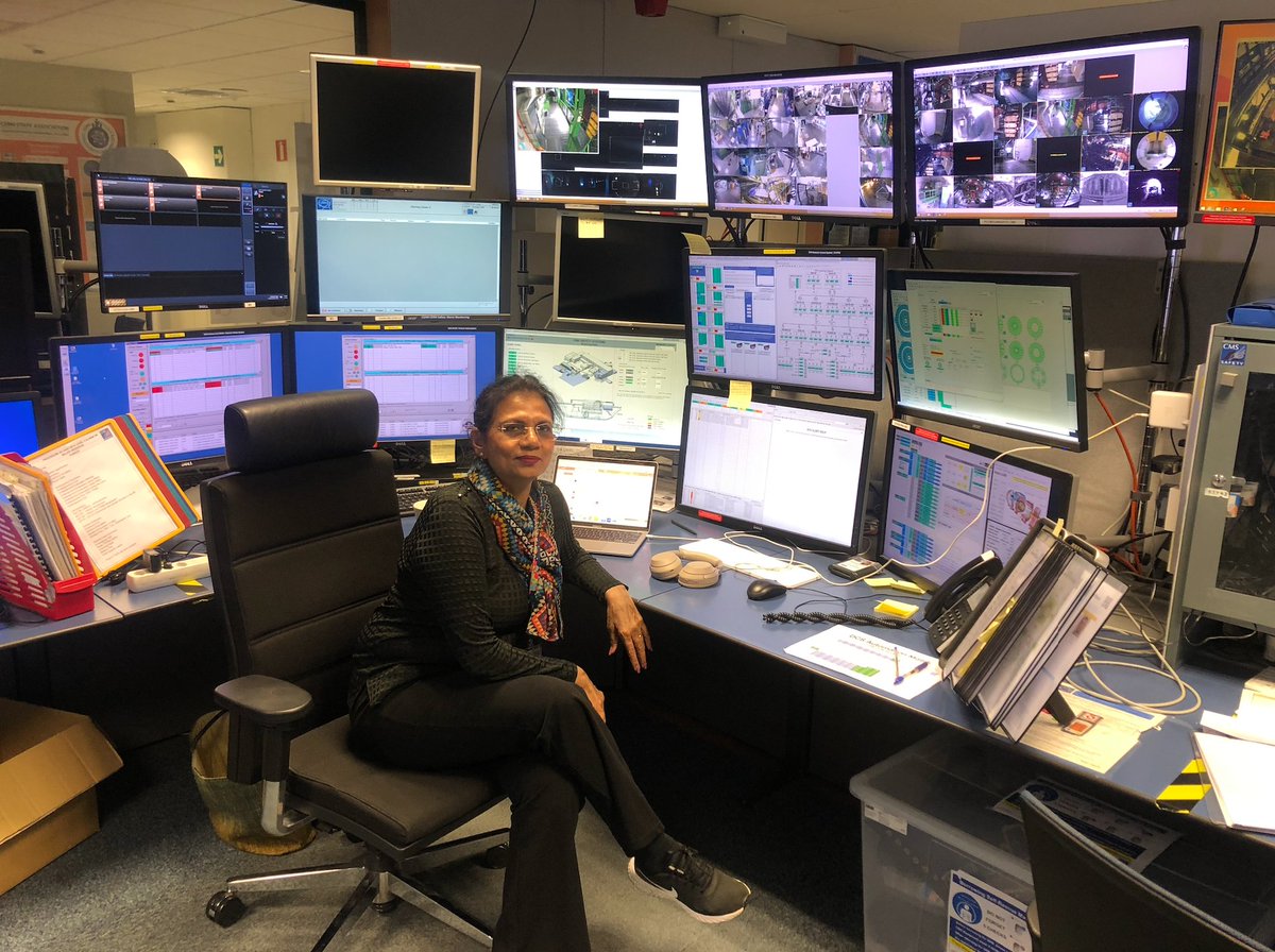 archanasharmagv's tweet photo. Once in a while it's good to be in the heart of our @CMSExperiment @CERN situated at #Point5 in #Cessy. Look who I found here @arunkumar_cms among other friendly faces working the owl shift! @Claire_Lee, the flowers are pretty, thank you! https://t.co/T7M30EI7ZD