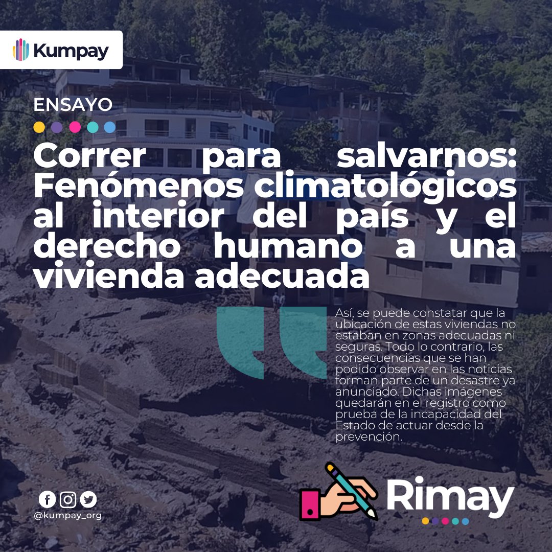 kumpay_org's tweet photo. #RIMAY ✍️| Ensayos 📚

🙌Hoy les presentamos el ensayo escrito por @analuciaeduardo como parte de nuestro eje temático de abril sobre #Medioambiente y #Sociedad 

🔗Ensayo completo aquí: https://t.co/ZZwJ03Bfvt

📂Foto: La República

#derechoshumanos #ensayo #Kumpay https://t.co/2bOK8VDoiQ