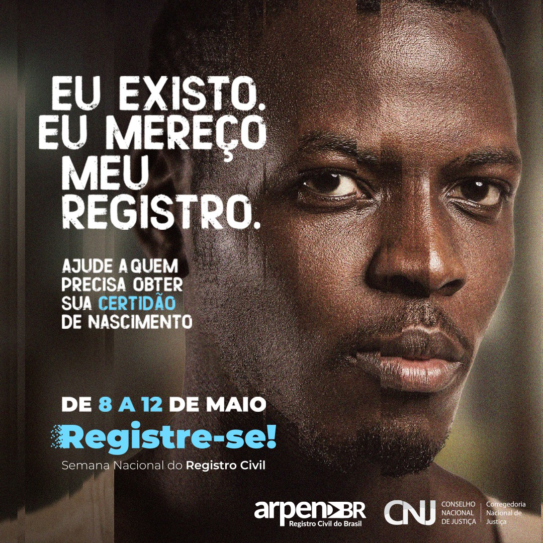 arpensp's tweet photo. 🙋🏽‍♂️  Com apoio da Arpen-Brasil, acontece de 8 até 12 de maio, a Semana Nacional do Registro Civil – Registre-se em todo o Brasil, ação do CNJ. https://t.co/b4qGio8L1c