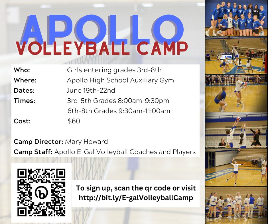 AthleticsApollo's tweet photo. Youth volleyball camp info https://t.co/iWI9kRtgPm