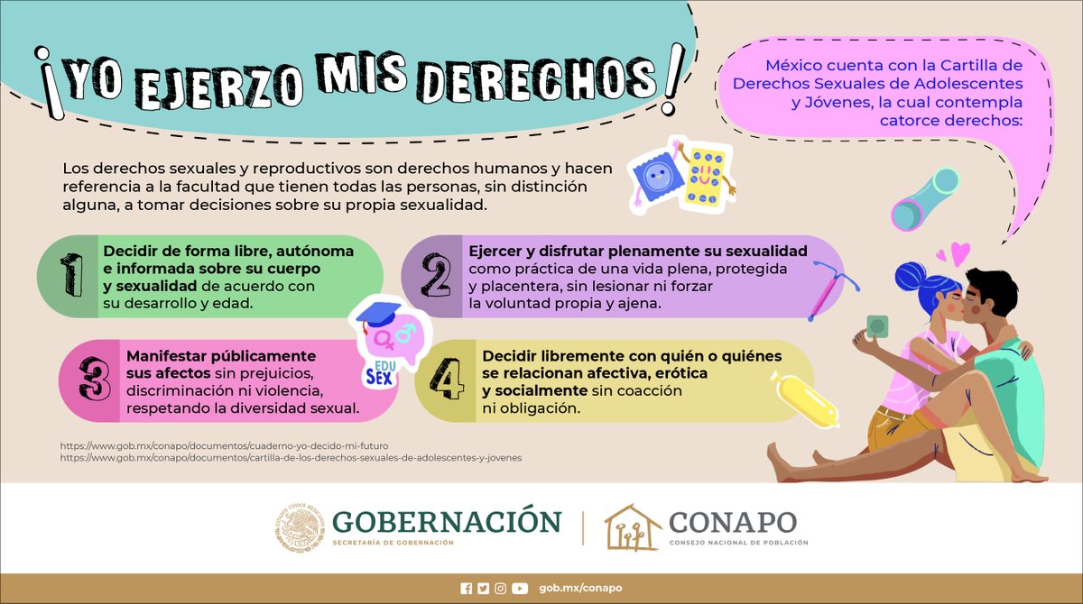 CONAPO_mx's tweet photo. Disfrutar plenamente de nuestra sexualidad es un derecho fundamental para la salud y el bienestar físico, mental y social.  

Consulta la Cartilla de Derechos Sexuales de las y los Adolescentes y Jóvenes: https://t.co/vAoR0rUBoU

@inmujeres @ImjuveMX @SIPINNA_MX
@CONAFE_mx https://t.co/M2NGUSof7V