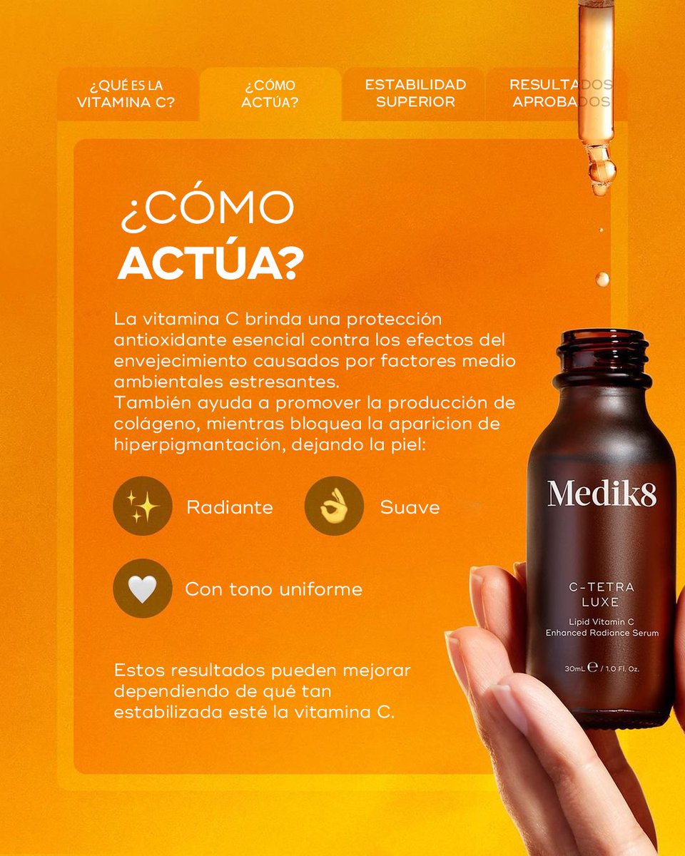 Medik8Mexico's tweet photo. DESLIZA ➡️ y GUARDA esta publicación para conocer todo lo que necesitas saber sobre la vitamina C🧡el poderoso antioxidante que se encuentra en nuestra gama C-Tetra más vendida💧
.
.
.
#Medik8 #Medik8Skincare #CTetraLuxe #CTetra #VitaminC #VitaminCSkincare #VitaminCSerum https://t.co/c9FbgGJrQw