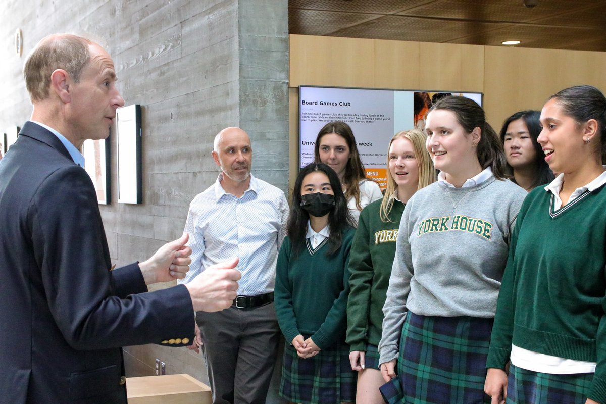 YorkHouseSchool's tweet photo. BC teachers were invited to YHS for a #DukeofEdinburghAward workshop. We had the opportunity to welcome His Royal Highness, The Prince Edward, Duke of Edinburgh to learn about how this program is offered to students. YHS has 95 participants! @dukeofedcanada @intaward https://t.co/VLVpo698KS